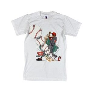 Vintage 90s Duck Head Upper Deck Baseball Tee Mens S White Single Stitch T-shirt